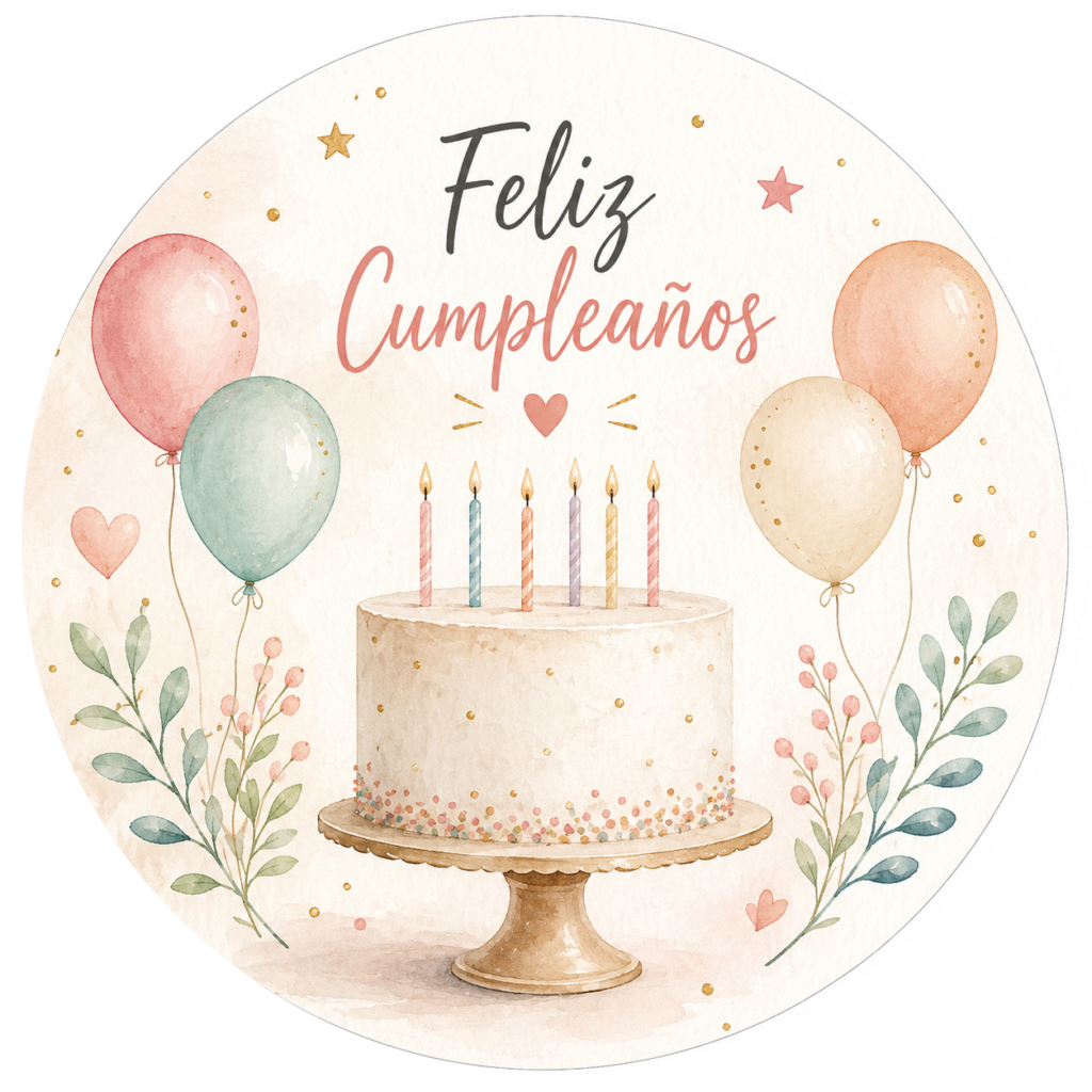 Galleta personalizada de cumpleaños con diseño de tarta y mensaje feliz cumpleaños