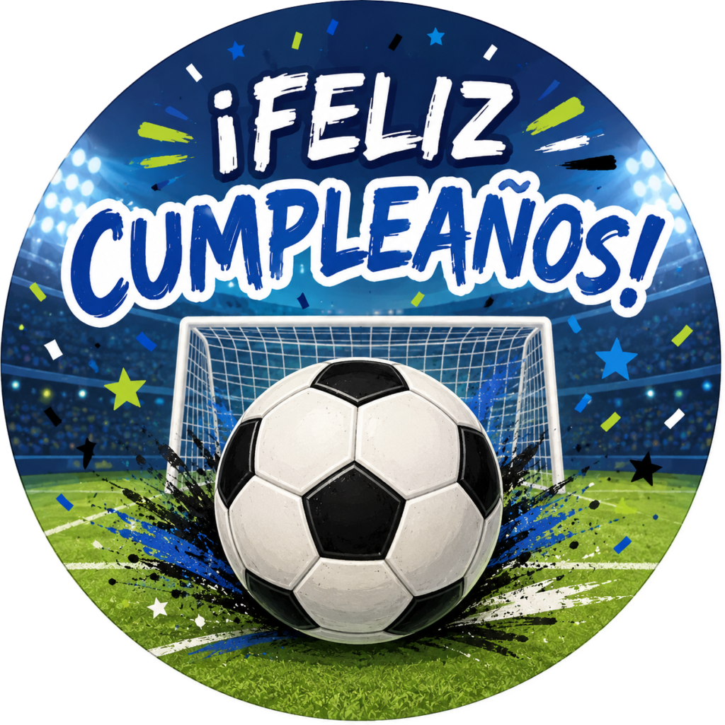 Galleta personalizada de cumpleaños con diseño de balón de fútbol