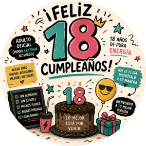 Galleta personalizada para celebrar un 18 cumpleaños