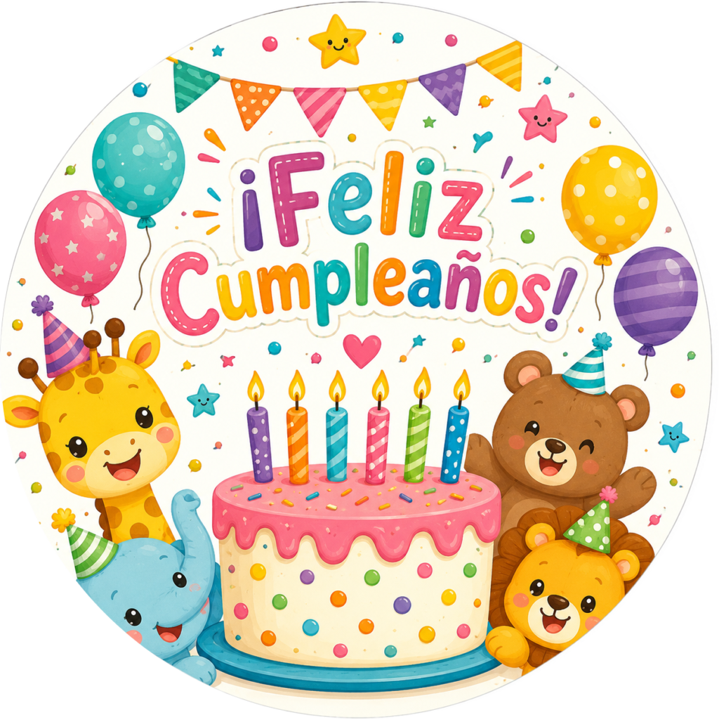 Galleta personalizada de cumpleaños con diseño de animales