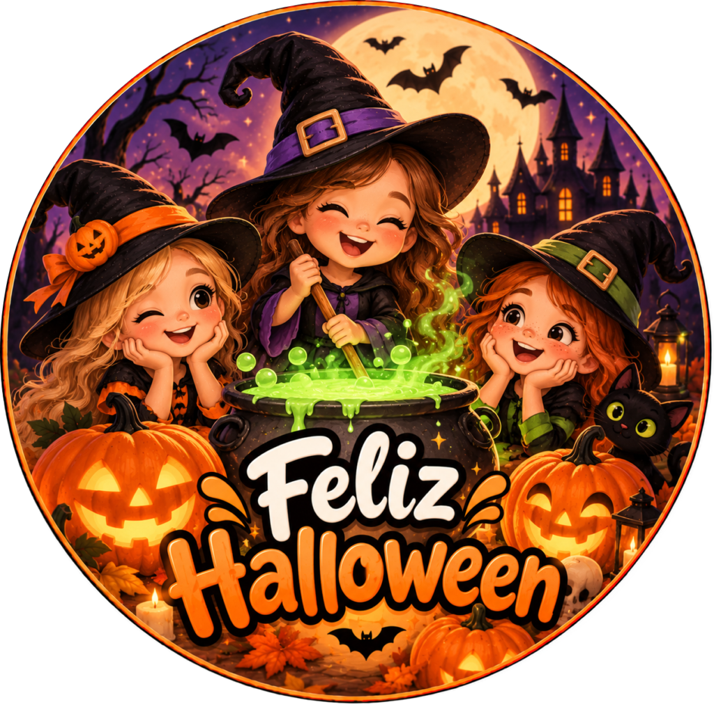 Galleta de Halloween personalizada con brujitas