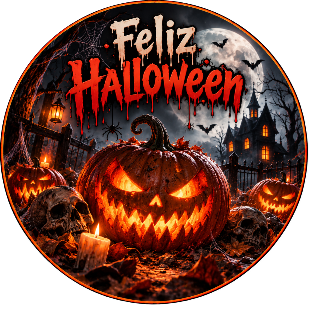 Galleta de Halloween personalizada con calabazas terroríficas