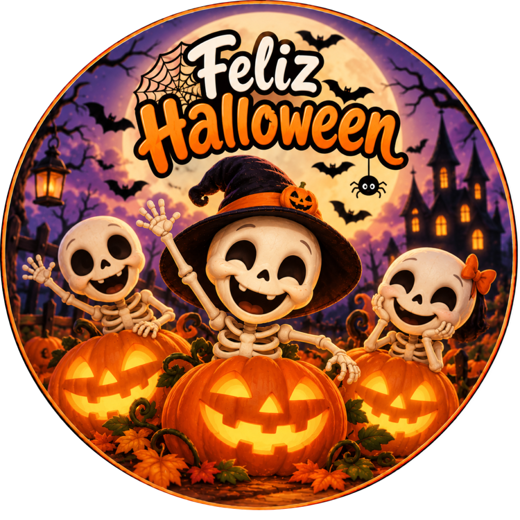 Galleta de Halloween personalizada con esqueletos