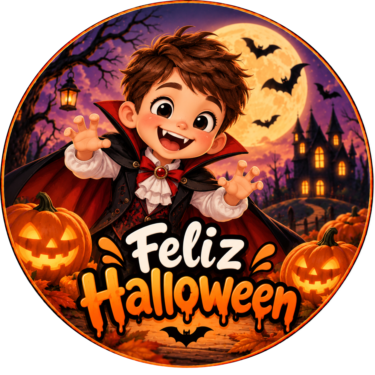 Galleta de Halloween personalizada con vampiro caricaturizado